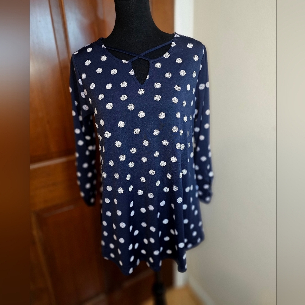 Black and white polkadot blouse